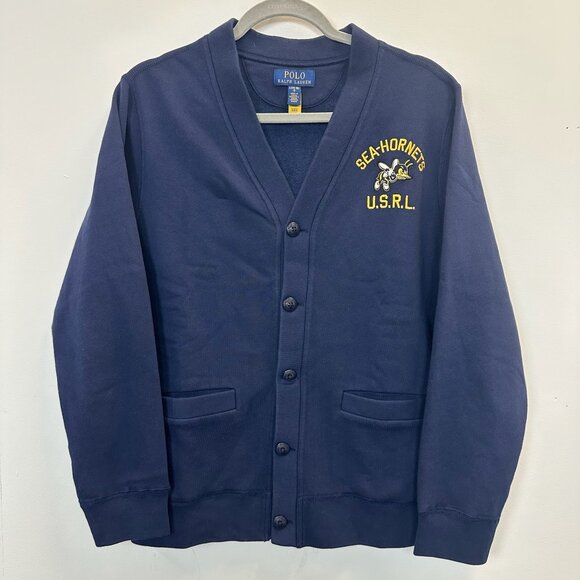 Polo Ralph Lauren U.S.R.L Sea-Hornets Cardigan Sweatshirt Large 14-16 - Picture 1 of 11